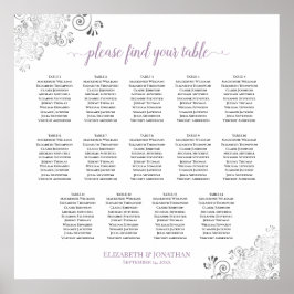 14 Tischlacy Hochzeitstisch, weißer Lavendel Poster