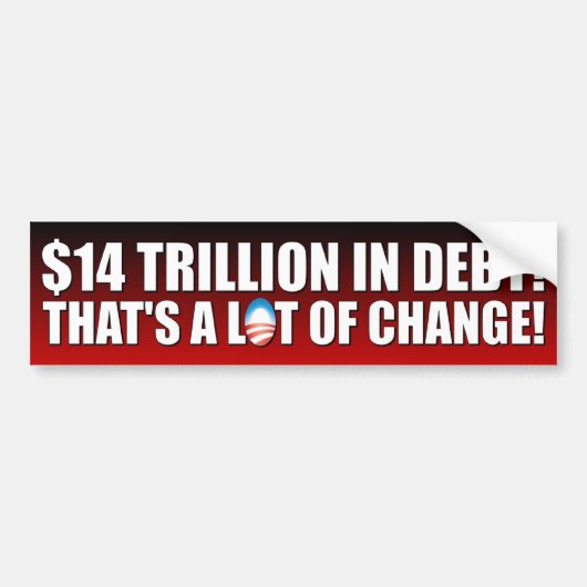 $14 Trillion Dollar in den Schulden Autoaufkleber (Vorne)