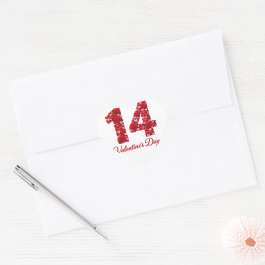 14 Valentinstag Herznummer Aufkleber | Romantisch (Umschlag)