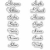 14 Vornamen | Elegante Calligrafy Stickers Aufkleber (Vorderseite)