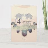 14. Wedding Anniversay Elephants & Opals Blank C Karte (Rückseite)
