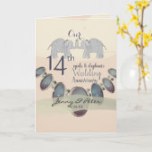 14. Wedding Anniversay Elephants & Opals Blank C Karte (Gelbe Blume)