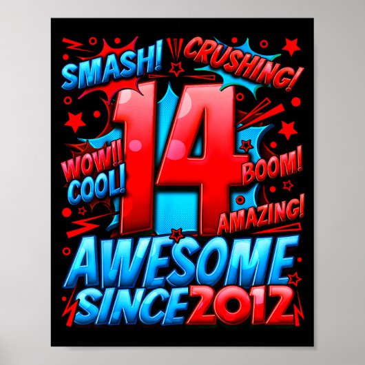 14 Year Old For Boys 14th Birthday Boy 14 Year Old Poster (Vorne)