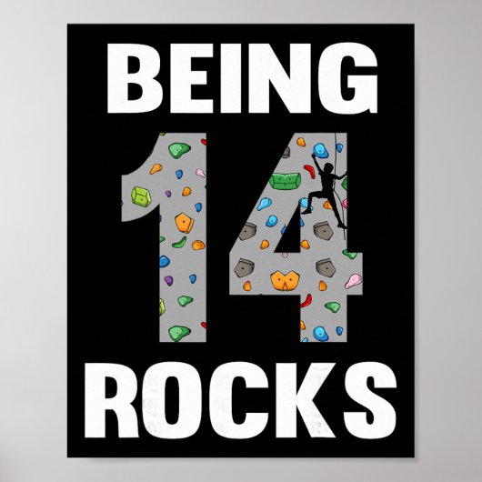 14 Year Old Rock Climber Birthday 14th Climber Bei Poster (Vorne)