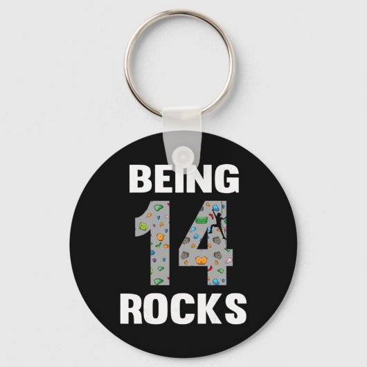 14 Year Old Rock Climber Birthday 14th Climber Bei Schlüsselanhänger (Vorderseite)