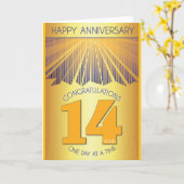 14 Year Sober Anniversary | Golden Ray 12 Step  Karte (Gelbe Blume)
