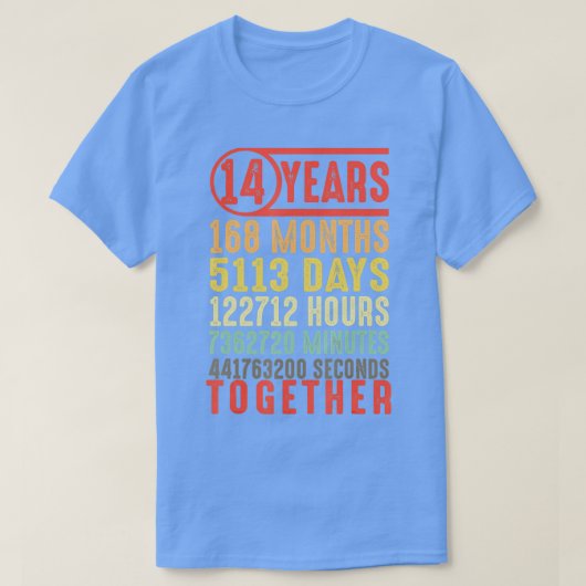 14 Year Wedding Anniversary Gifts for Her Him  T-Shirt (Design vorne)