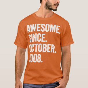 14 Years Old Awesome Since October 2008 14th Birth T-Shirt