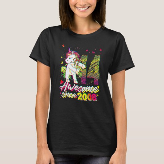 14 Years Old Unicorn Flossing 14th Birthday Unico T-Shirt (Vorderseite)