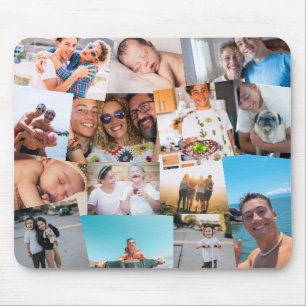 14 zufällig überlappende Fotos Collage Vorlage Mousepad