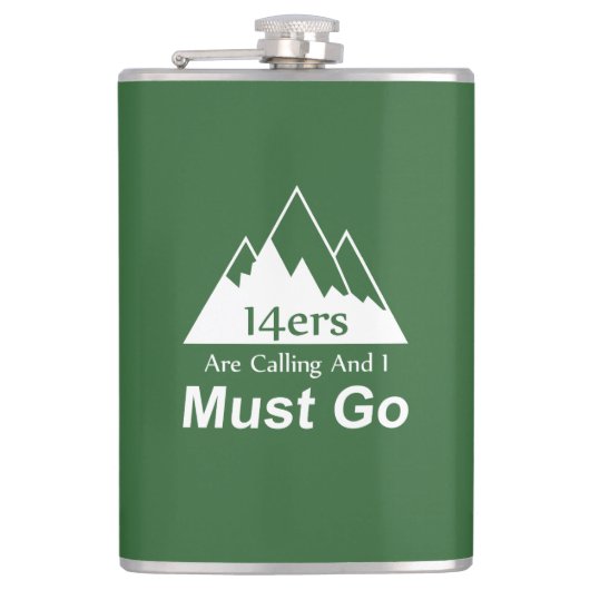 14er rufen an und ich muss gehen flachmann (Vorderseite)