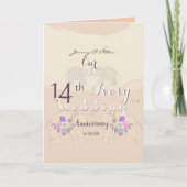 14th Anniversary Blank Folded Greeting Card Karte (Vorderseite)