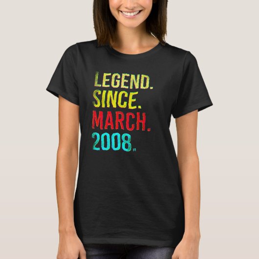 14th Birthday 14 Year Old Legend Since March 2008 T-Shirt (Vorderseite)
