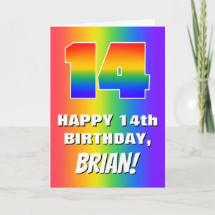 14th Birthday: Colorful, Fun Rainbow Pattern # 14 Karte