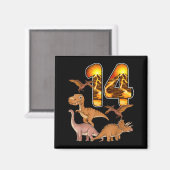 14th Birthday Dinosaur T-rex 14 Years Old Birthday Magnet (Vorderseite/Rückseite)