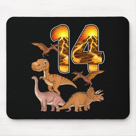 14th Birthday Dinosaur T-rex 14 Years Old Birthday Mousepad (Vorne)
