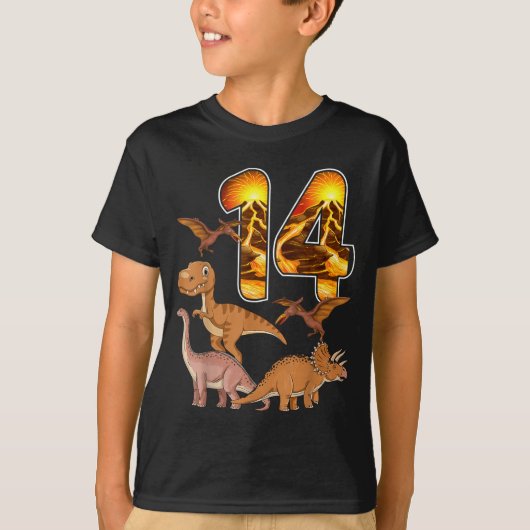 14th Birthday Dinosaur T-rex 14 Years Old Birthday T-Shirt (Vorderseite)