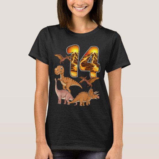 14th Birthday Dinosaur T-rex 14 Years Old Birthday T-Shirt (Vorderseite)