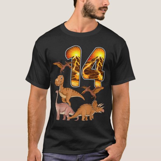 14th Birthday Dinosaur T-rex 14 Years Old Birthday T-Shirt (Vorderseite)