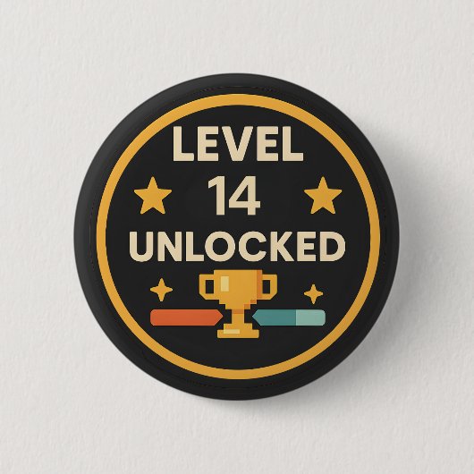 14th birthday gamer funny level unlocked pun button (Vorderseite)
