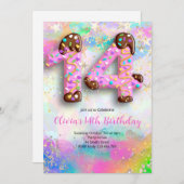 14th Birthday Girls Invitation Einladung (Vorne/Hinten)