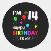 14th Birthday I'm 14 Happy Birthday To Me 14 Years Runder Aufkleber (Vorderseite)
