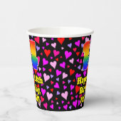 14th Birthday: Loving Hearts Pattern, Rainbow 14 Pappbecher (Links)