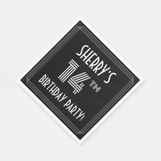 14th Birthday Party: Art Deco Style + Custom Name Serviette (Ecke)