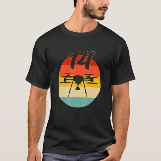 14th Birthday Retro Remote Control Drones With Cam T-Shirt (Vorderseite)