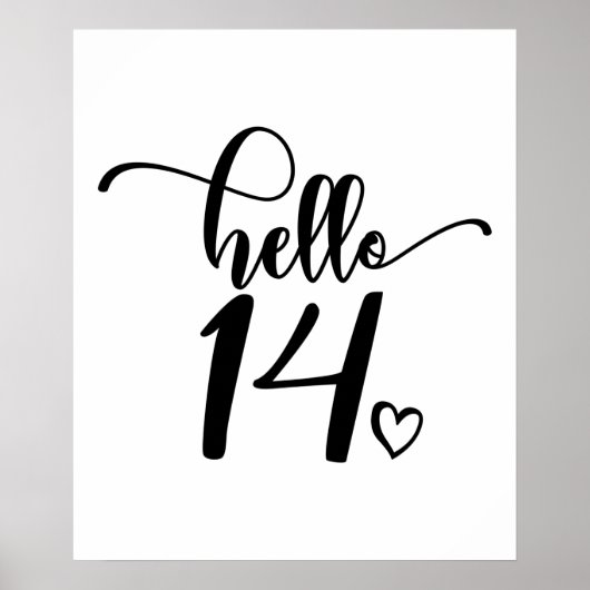 14th Birthday Women Hello 14 Cute 14 Years Old Poster (Vorne)