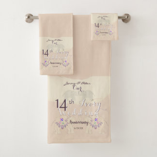 14th Ivory Anniversary Towel Badhandtuch Set