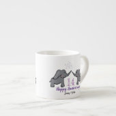 14th ivory wedding anniversary cute elephant espressotasse (Vorderseite Rechts)