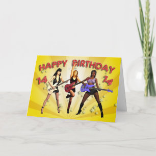 14th Rockin' birthday with a Girl Band Karte