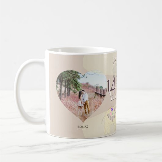 14th Wedding Anniversary Ivory  Coffee Mug Kaffeetasse (Links)