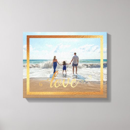 14x11 Liebe Typografie mit Goldrahmen Leinwanddruck (Vorderseite)