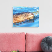 14x11 Muskrat in Vassar Farms Ecological Preserve Leinwanddruck (Insitu (Wohnzimmer))