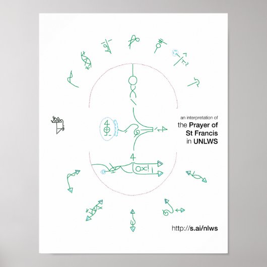 14x11 Plakat des Gebets des hl. Franziskus in UNLW (Vorne)