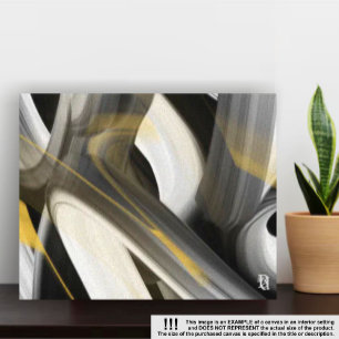 14x11" Trend Abstrakt Art Leinwand Schwarz-weiß Go