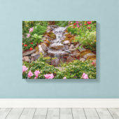 14x11 Wasserfall mit Frühlingsblumen Leinwanddruck (Insitu (Holzboden))