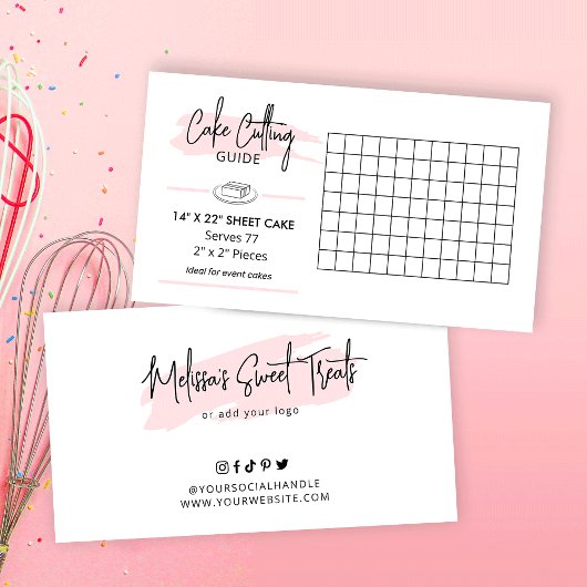 14x22" Blatt Cake Serving Guide 2x2 Portionen Begleitkarte