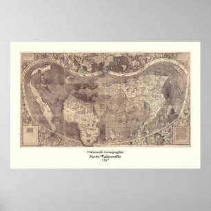 1507 Martin Waldseemuller Weltkarte Poster