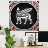 [150] Babylonischer Flügelbull [Silber] [3D] Poster (Heimbüro)