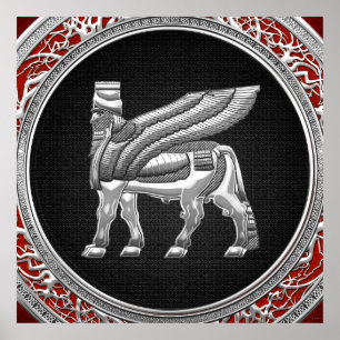 [150] Babylonischer Flügelbull [Silber] [3D] Poster