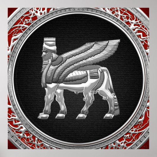 [150] Babylonischer Flügelbull [Silber] [3D] Poster (Vorne)