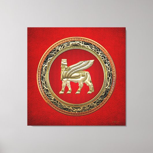 [150] Babylonischer Winged Bull Lamassu [3D] Leinwanddruck (Vorderseite)