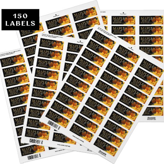 150 Colorful Maple Leaf Plastic Jug Syrup labels