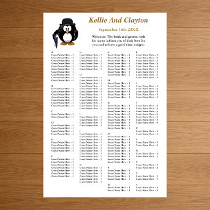 150 Funny Pinguin Greeter Wedding Seating Chart Poster