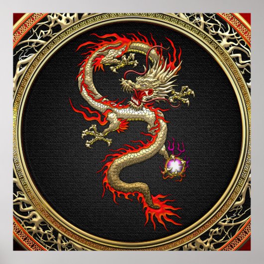 [150] Goldener chinesischer Drache Fucanglong Poster (Vorne)