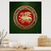 [150] Isländischer Drache, Landvættir [Gold] Poster (Küche)