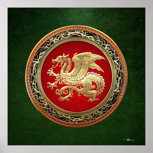 [150] Isländischer Drache, Landvættir [Gold] Poster (Vorne)